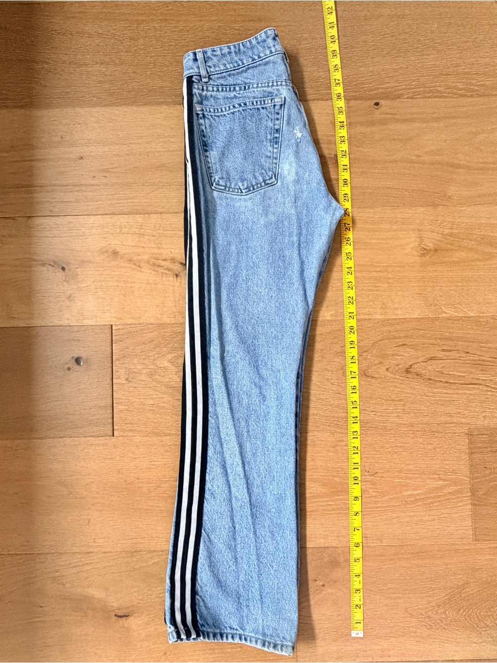 VTG Paris Blues Originals Y2K Side Stripe Flare Jeans Light Wash Juniors Size 7 - Picture 9 of 11